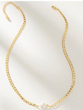 Uncommon James Gold Chain Necklace with White Pearl Accent